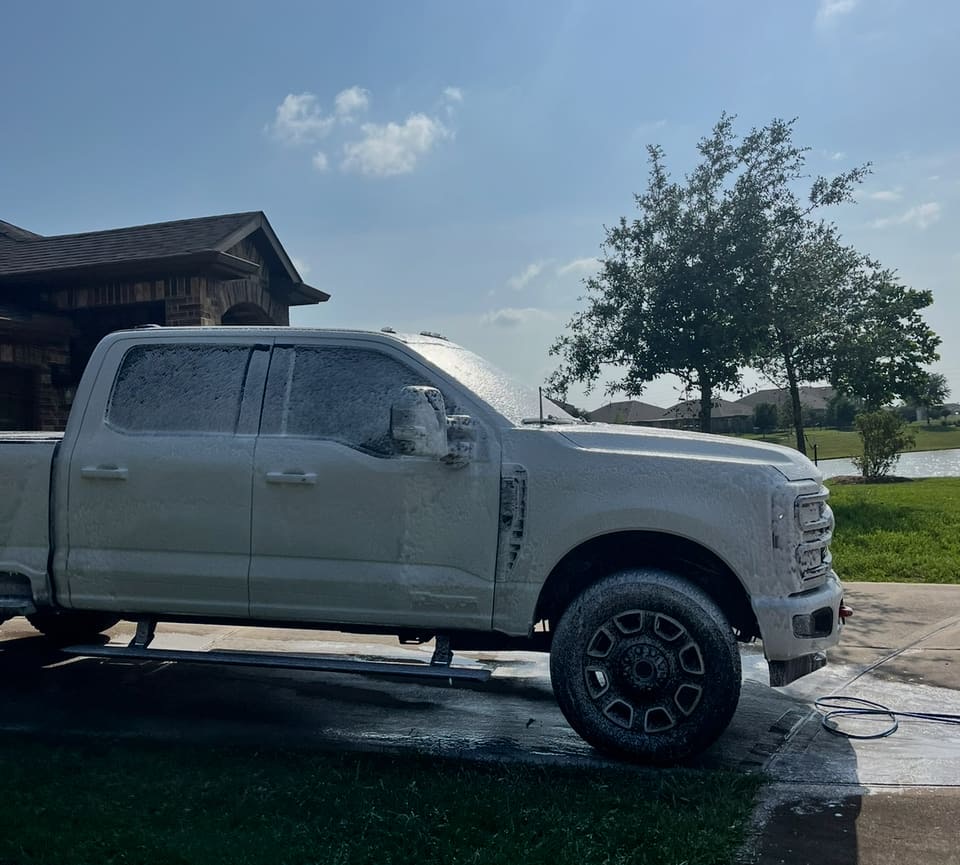 Ford Super Duty under snow foam